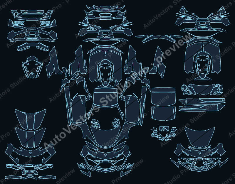 Chevrolet Corvette C8 E-Ray 2024 coupe precut PPF pattern – watermarked preview from the cutting software