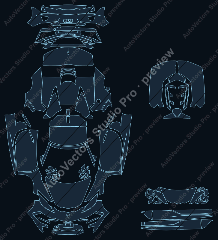 Chevrolet Corvette Stingray C8 2020 convertible precut PPF pattern – watermarked preview from the cutting software