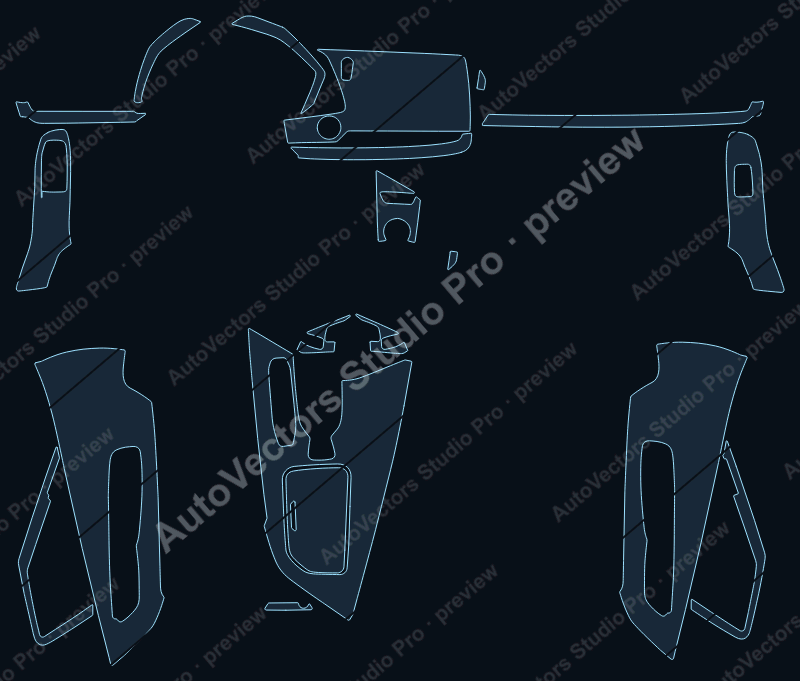 Chevrolet Covette 2025 precut interior protection film pattern – watermarked preview from the cutting software
