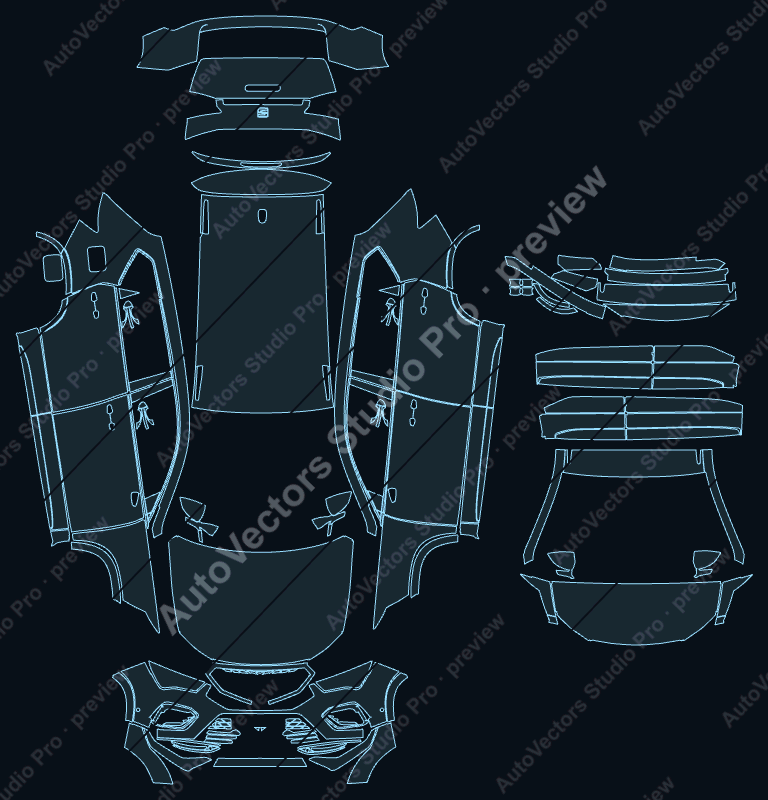Cupra Ateca KH7 Base Facelift 2021 SUV precut PPF pattern – watermarked preview from the cutting software