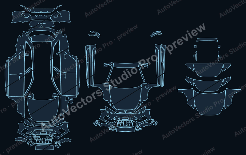 Cupra Leon V2 Sportstourer 2025 precut PPF pattern – watermarked preview from the cutting software