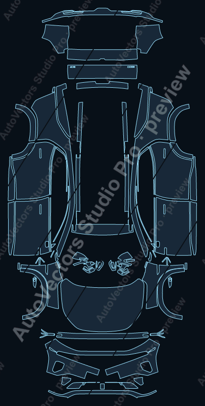 Deepal E07 Base 2025 precut PPF pattern – watermarked preview from the cutting software