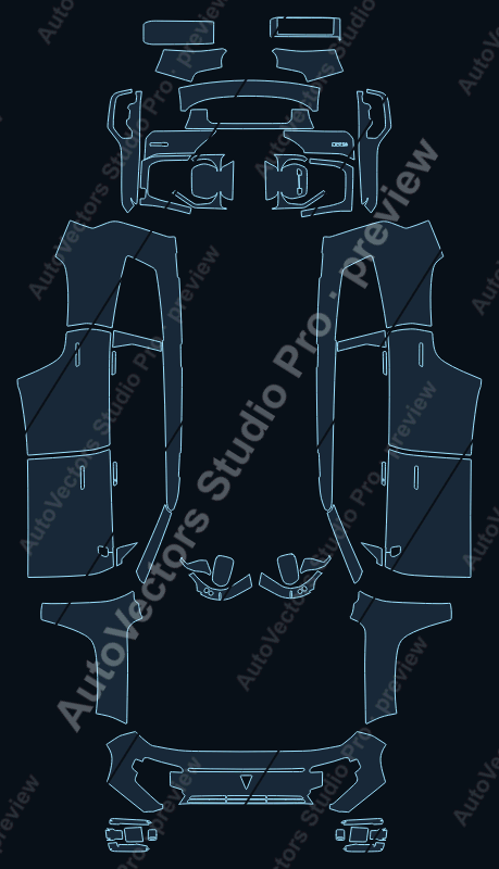 Deepal G318 Base 2025 precut PPF pattern – watermarked preview from the cutting software