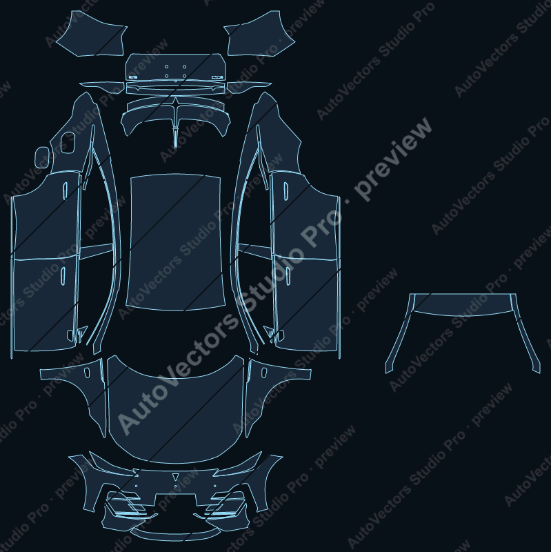 Deepal L07 Base 2023 precut PPF pattern – watermarked preview from the cutting software