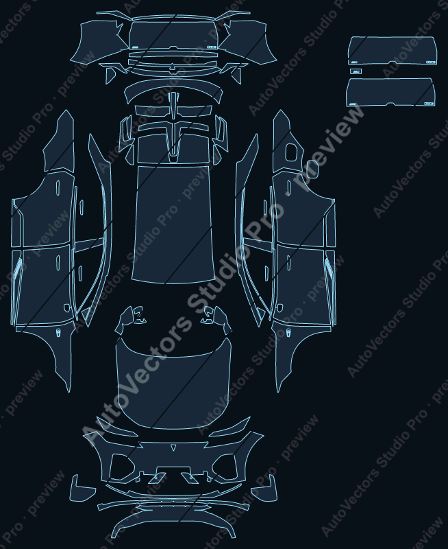 Deepal S07 Base 2026 precut PPF pattern – watermarked preview from the cutting software