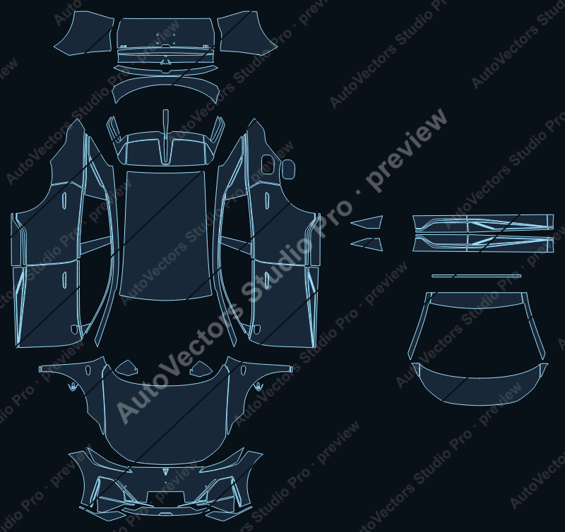 Deepal S07 EV-Base 2026 precut PPF pattern – watermarked preview from the cutting software