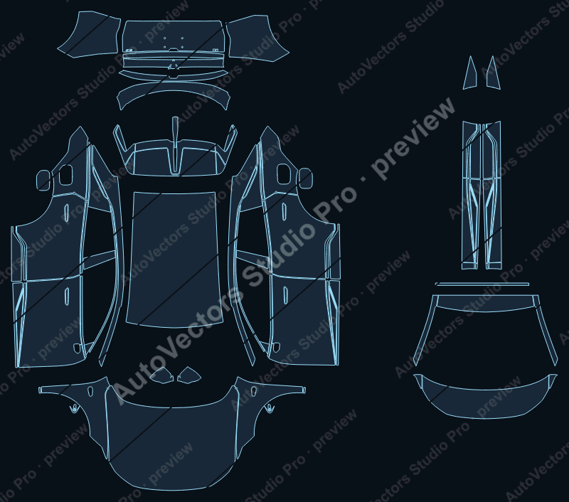 Deepal S07 Range Extended 2026 precut PPF pattern – watermarked preview from the cutting software