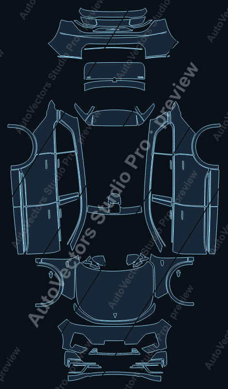 Deepal S09 D587 Ultra 2025 SUV precut PPF pattern – watermarked preview from the cutting software