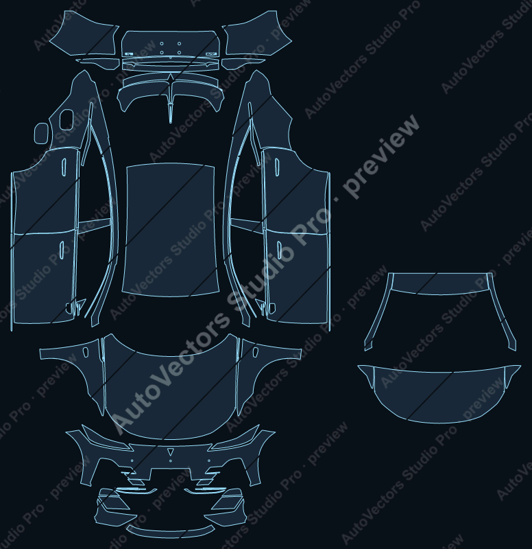 Deepal SL03 Base 2022 precut PPF pattern – watermarked preview from the cutting software
