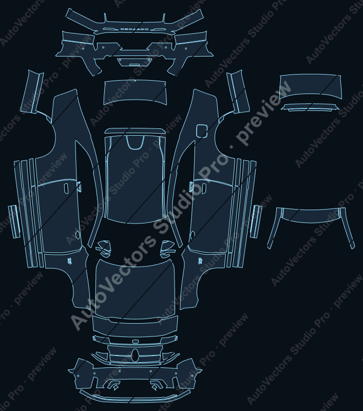Dodge Charger Daytona LB 2025 coupe precut PPF pattern – watermarked preview from the cutting software