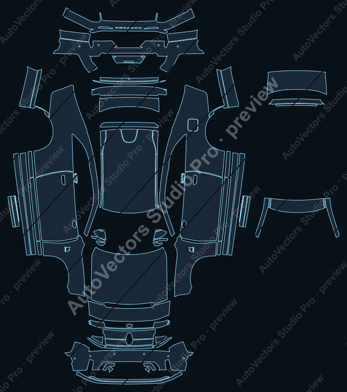 Dodge Charger Daytona Scat Pack LB 2025 coupe precut PPF pattern – watermarked preview from the cutting software