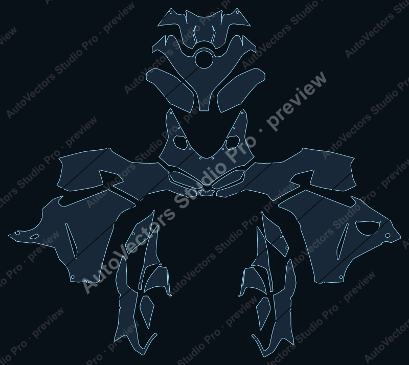 Ducati Panigale V2 2025 precut motorcycle PPF pattern – watermarked preview from the cutting software