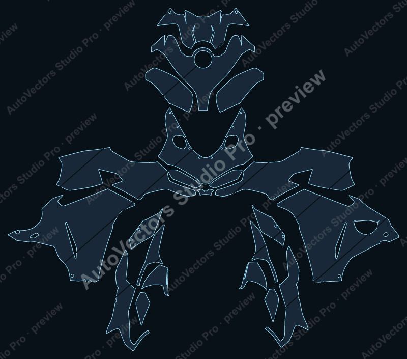 Ducati Panigale V2 S 2025 precut motorcycle PPF pattern – watermarked preview from the cutting software
