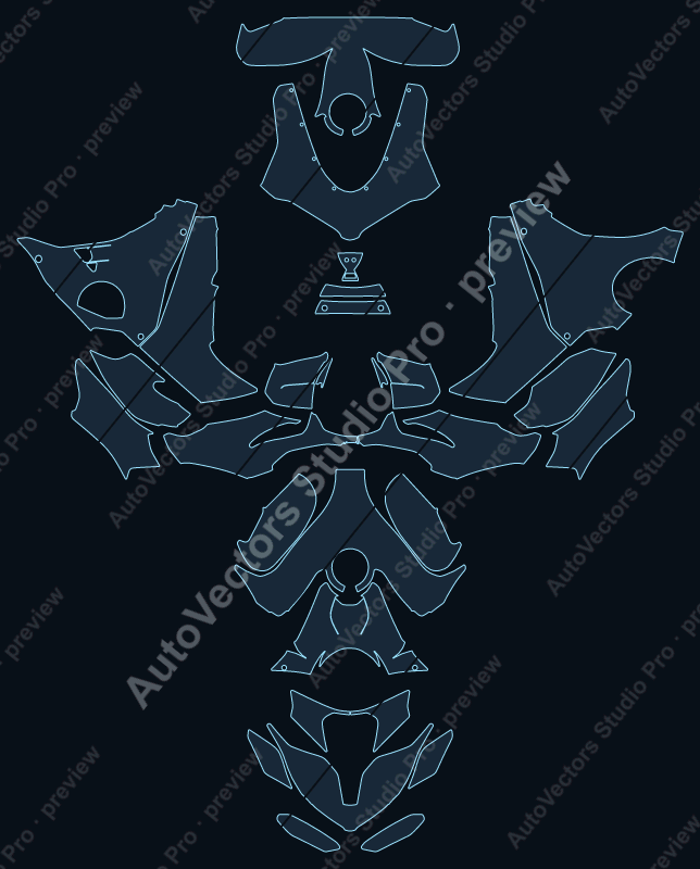 Ducati Panigale V4 2025 precut motorcycle PPF pattern – watermarked preview from the cutting software