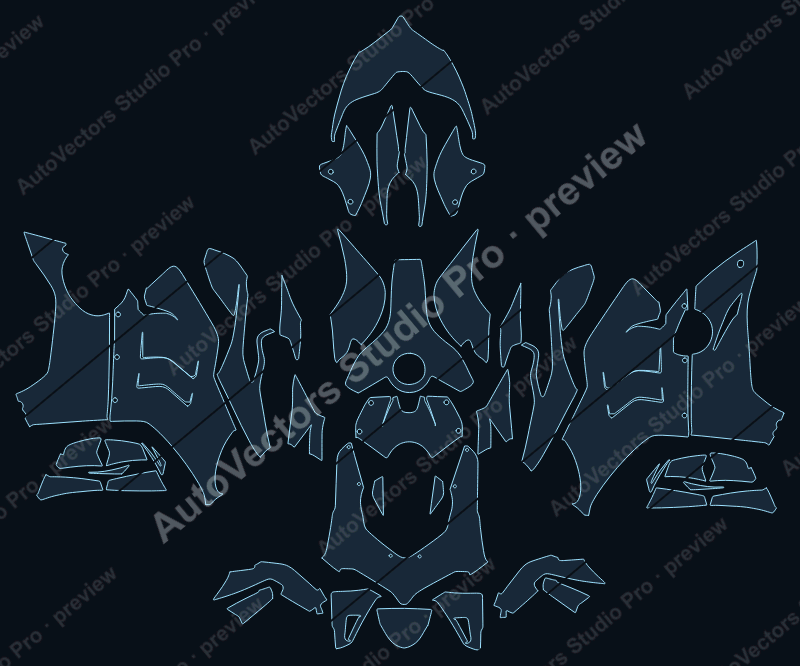 Ducati Panigale V4R 2021 precut motorcycle PPF pattern – watermarked preview from the cutting software