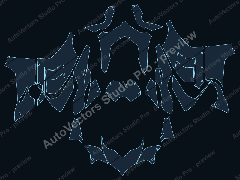 Ducati Panigale V4S 2022 precut motorcycle PPF pattern – watermarked preview from the cutting software