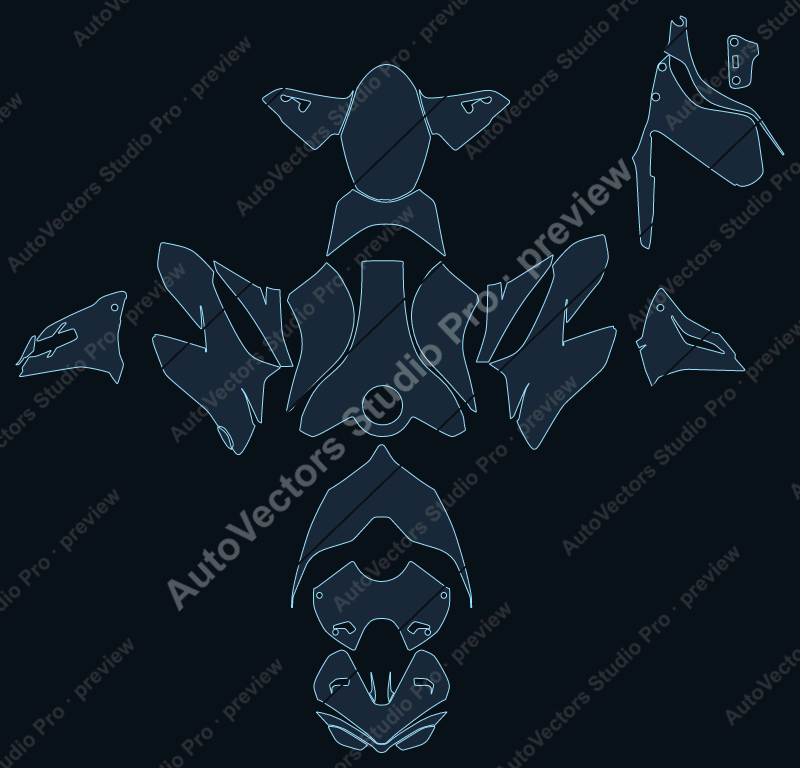 Ducati Streetfighter V4 SP 2022 precut motorcycle PPF pattern – watermarked preview from the cutting software