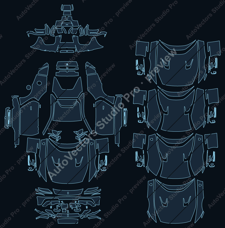 Ferrari 12Cilindri F167 2025 coupe precut PPF pattern – watermarked preview from the cutting software