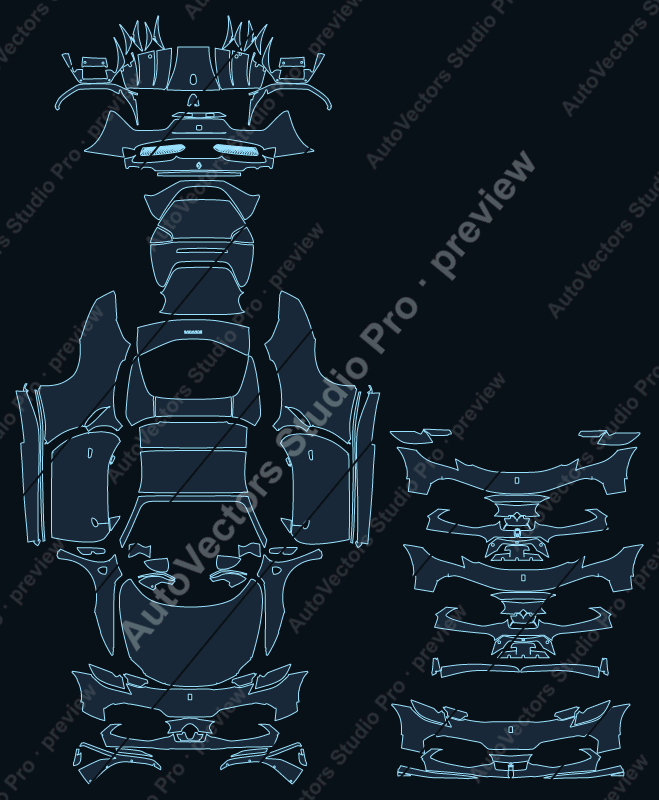 Ferrari 296 GTS F171 2022 convertible precut PPF pattern – watermarked preview from the cutting software