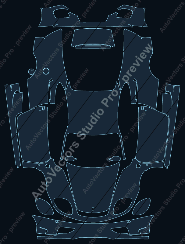 Ferrari 360 F131 Challenge Stradale 2004 coupe precut PPF pattern – watermarked preview from the cutting software
