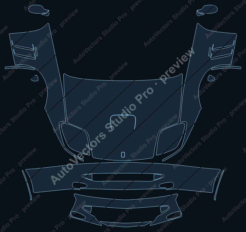 Ferrari 550 Maranello 1996 coupe precut PPF pattern – watermarked preview from the cutting software
