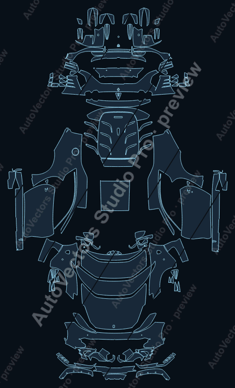 Ferrari 812 F152M Competizione 2022 coupe precut PPF pattern – watermarked preview from the cutting software