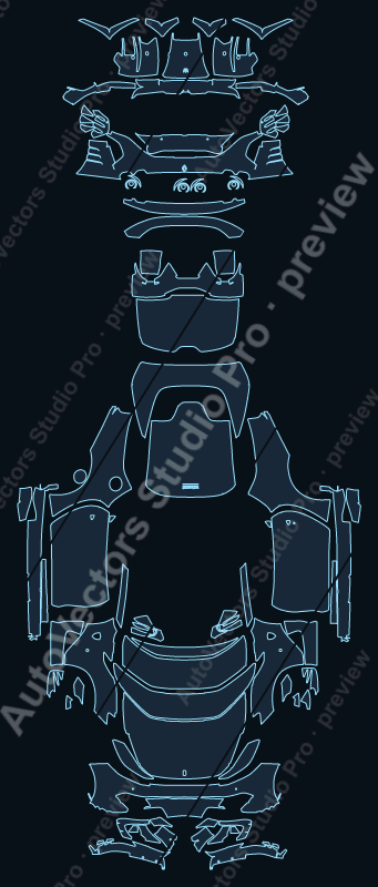 Ferrari 812 F152M Competizione A 2022 convertible precut PPF pattern – watermarked preview from the cutting software