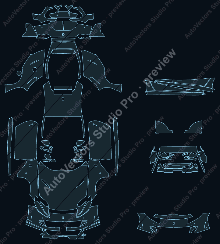 Ferrari 812 F152M Superfast 2017 coupe precut PPF pattern – watermarked preview from the cutting software