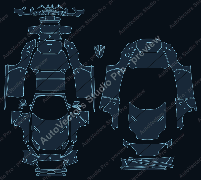 Ferrari 812 GTS F152 2020 spider precut PPF pattern – watermarked preview from the cutting software