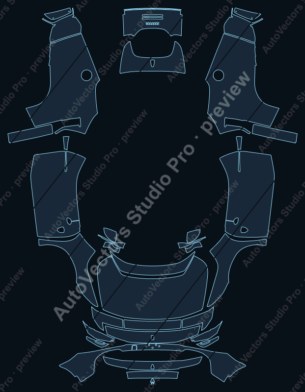 Ferrari 849 Testarossa 2026 precut PPF pattern – watermarked preview from the cutting software