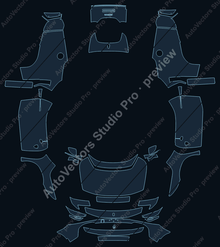 Ferrari 849 Testarossa F173M 2026 coupe precut PPF pattern – watermarked preview from the cutting software