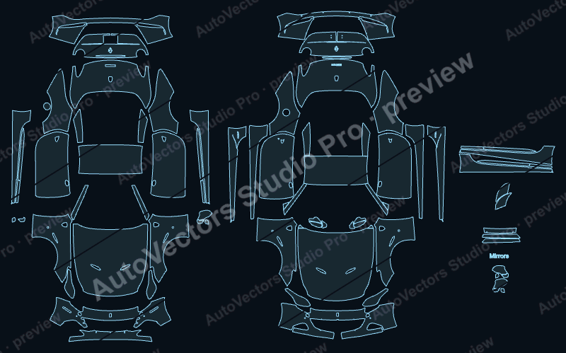 Ferrari California T F149M 2014 convertible precut PPF pattern – watermarked preview from the cutting software