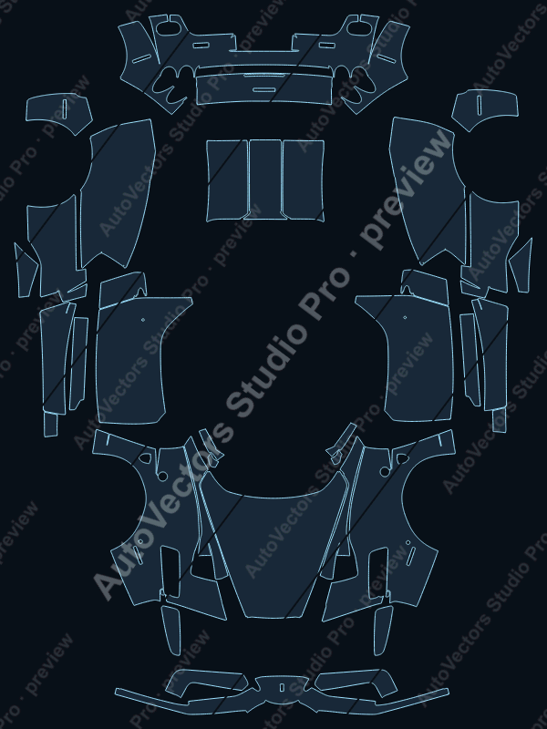 Ferrari Enzo F140 Base 2002 coupe precut PPF pattern – watermarked preview from the cutting software