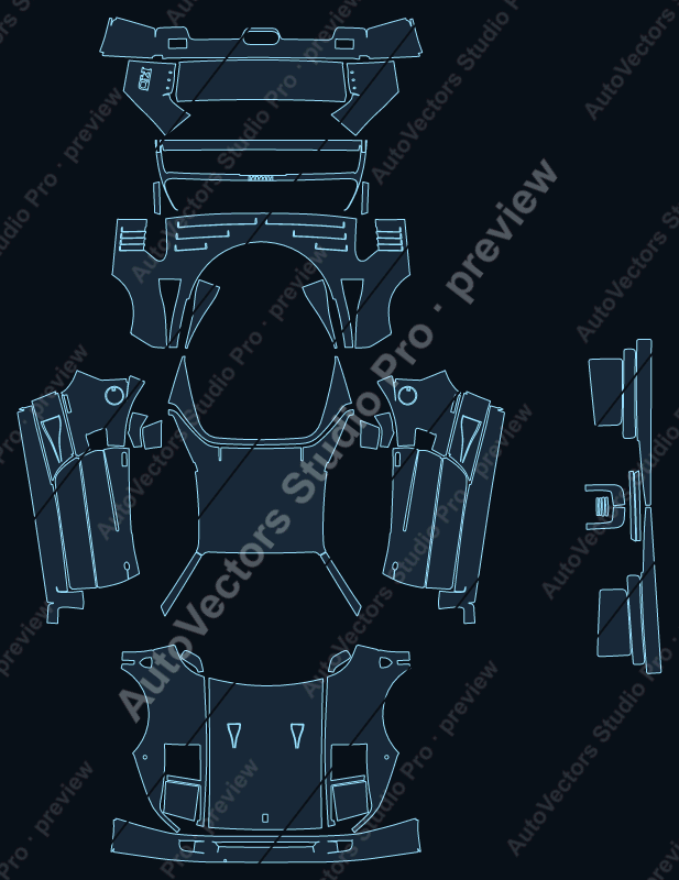 Ferrari F40 Sports 1987 coupe precut PPF pattern – watermarked preview from the cutting software