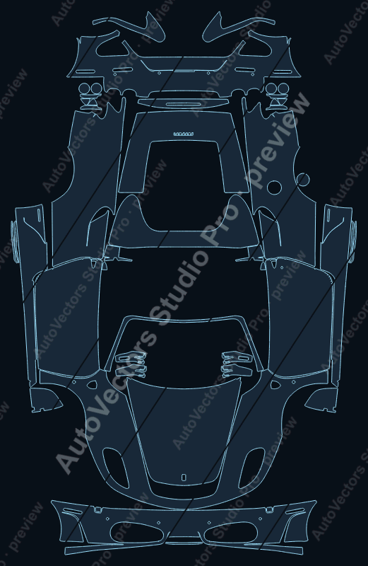 Ferrari F430 F131 2005 spider precut PPF pattern – watermarked preview from the cutting software