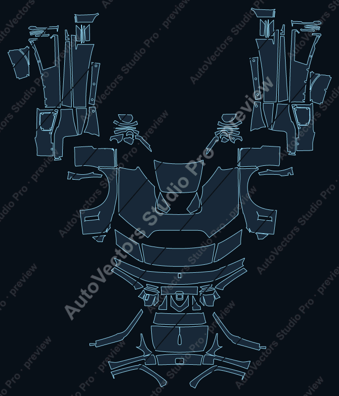 Ferrari F80 F250 2025 coupe precut PPF pattern – watermarked preview from the cutting software
