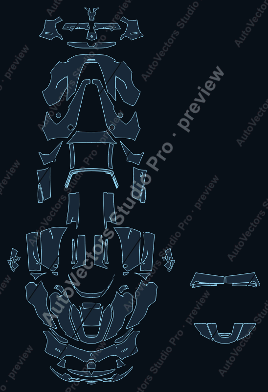 Ferrari LaFerrari Aperta Supercar 2017 precut PPF pattern – watermarked preview from the cutting software