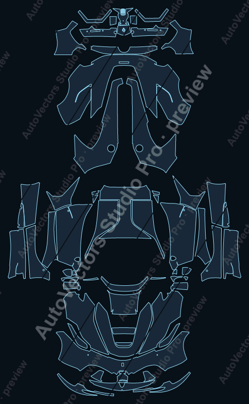 Ferrari LaFerrari F150 Base 2013 coupe precut PPF pattern – watermarked preview from the cutting software
