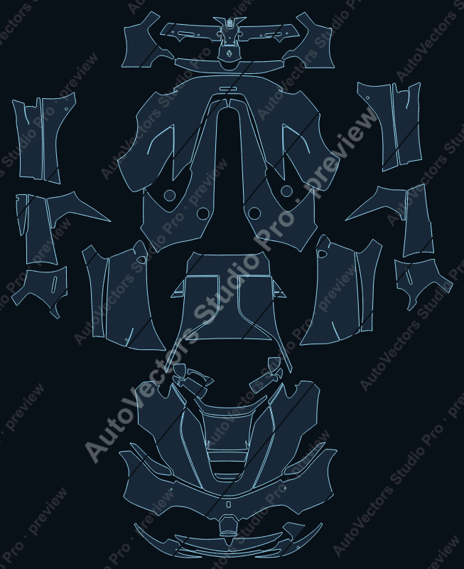Ferrari LaFerrari F150 Base 2015 coupe precut PPF pattern – watermarked preview from the cutting software