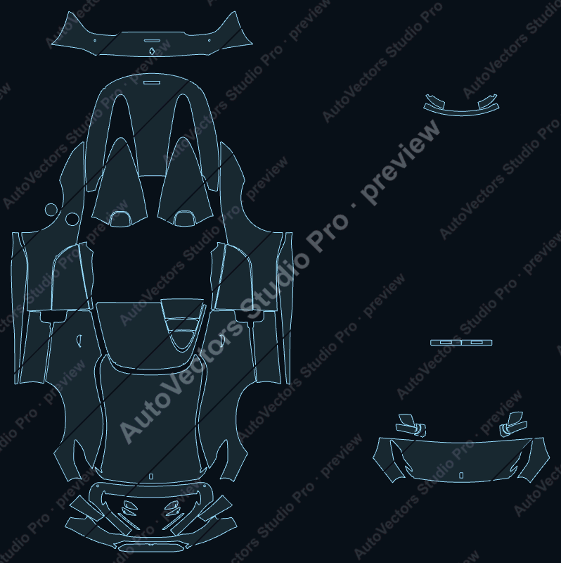 Ferrari Monza SP2 2019 roadster precut PPF pattern – watermarked preview from the cutting software