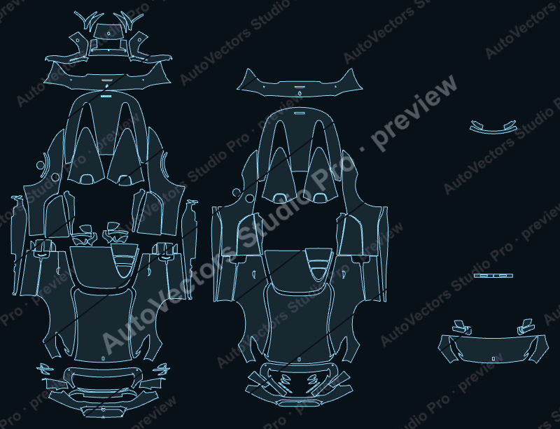 Ferrari Monza SP2 F152CG 2020 convertible precut PPF pattern – watermarked preview from the cutting software