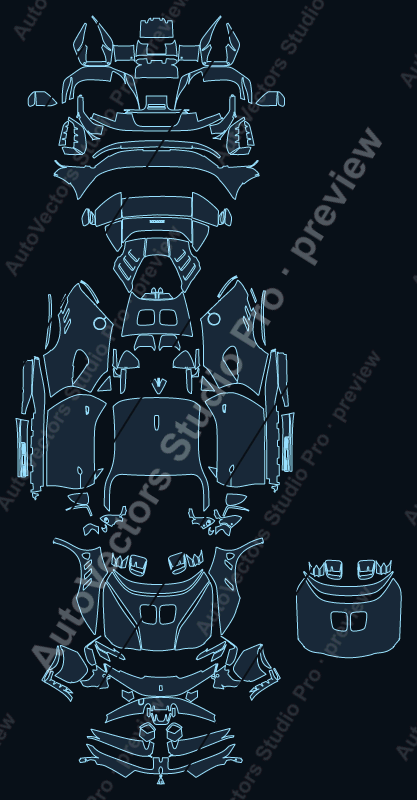 Ferrari SF90 Stradale F173 2024 coupe precut PPF pattern – watermarked preview from the cutting software