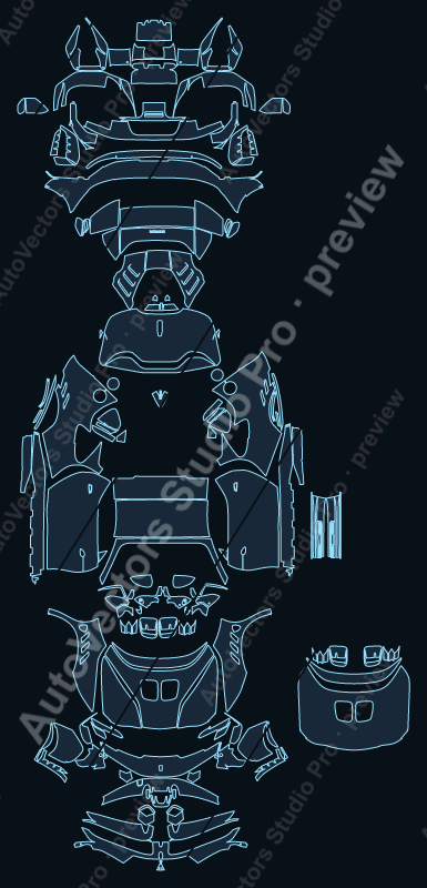 Ferrari SF90 XX F173 2024 spider precut PPF pattern – watermarked preview from the cutting software