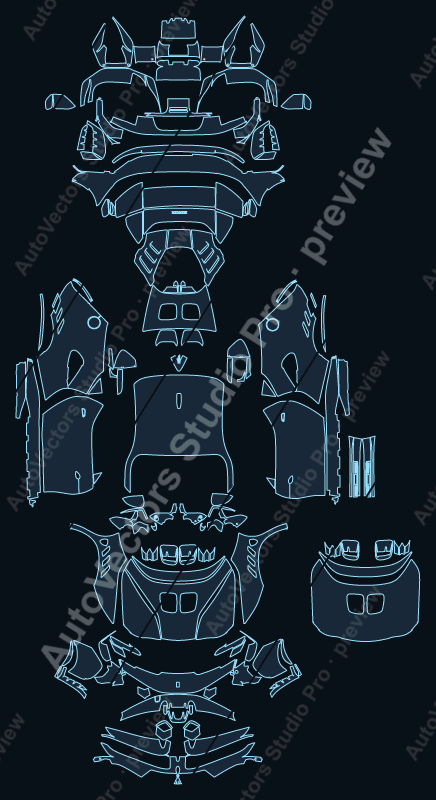 Ferrari SF90 XX Stradale F173 2024 coupe precut PPF pattern – watermarked preview from the cutting software