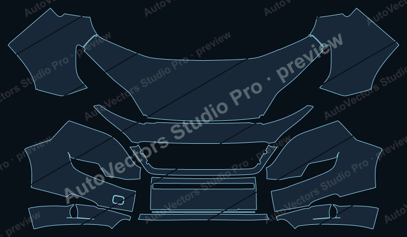 Fiat Ducato 2021 precut PPF pattern – watermarked preview from the cutting software