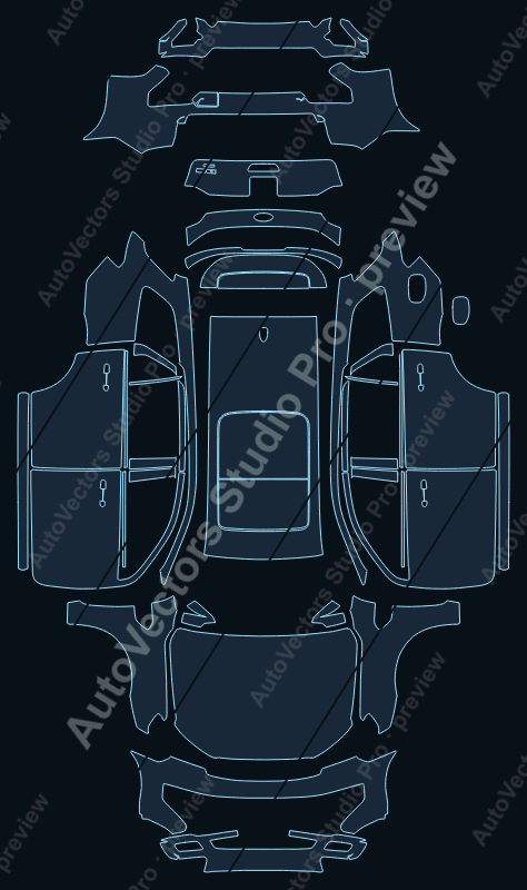 Ford Everest 2020 precut PPF pattern – watermarked preview from the cutting software
