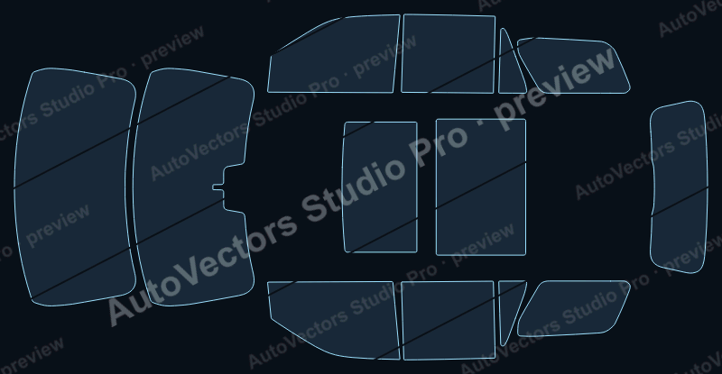 Ford Expedition 2025 SWB precut window film pattern – watermarked preview from the cutting software