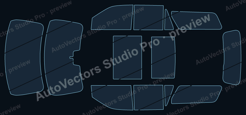 Ford Expedition 2025 LWB precut window film pattern – watermarked preview from the cutting software