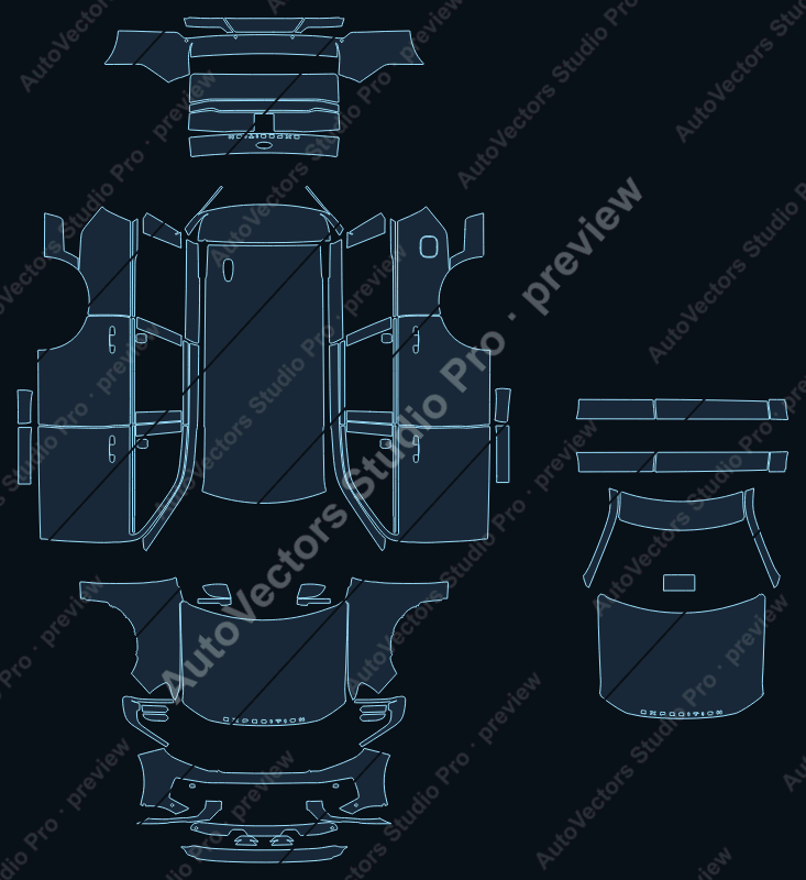 Ford Expedition Active 2025 SWB precut PPF pattern – watermarked preview from the cutting software