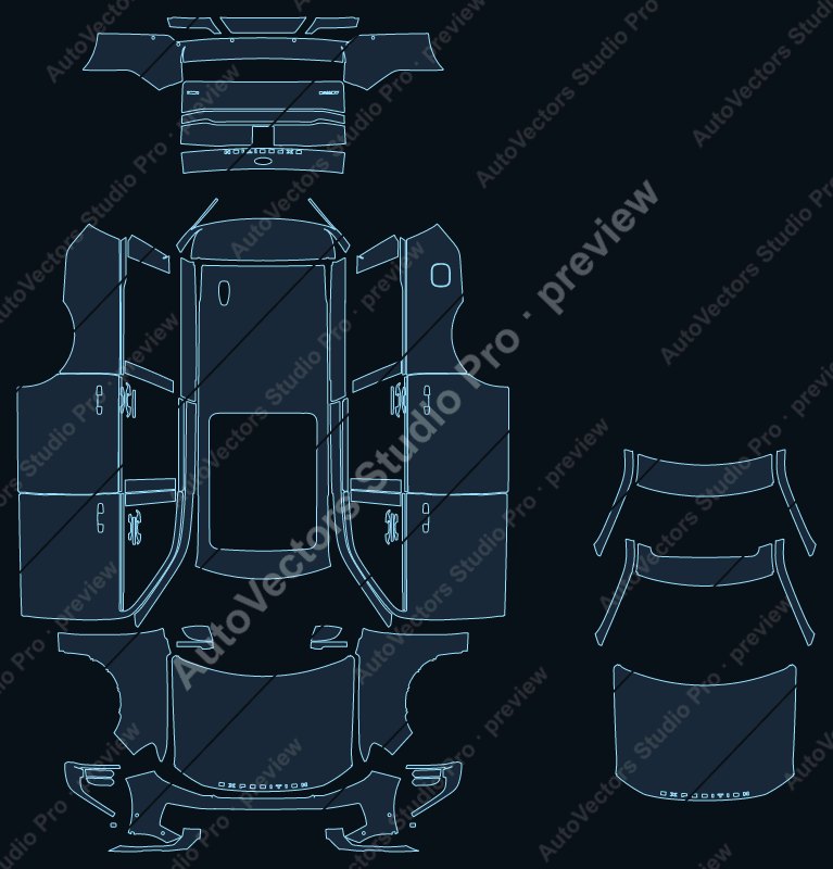 Ford Expedition Active Max 2025 LWB precut PPF pattern – watermarked preview from the cutting software
